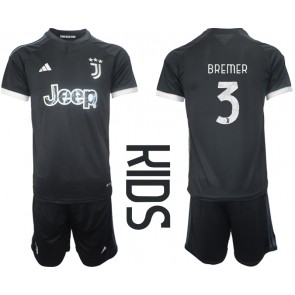 Juventus Gleison Bremer #3 Tredje trøje Børn 2023-24 Kort ærmer (+ korte bukser)